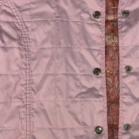 Liz Claiborne | Reversible Quilted Coat in Pink and Paisley | Medium - Picture 7 of 9